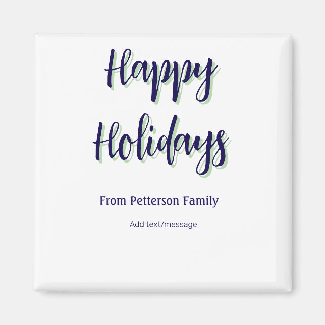 Glad helg blå grönt - modern snyggt för julafton magnet (Framsidan)