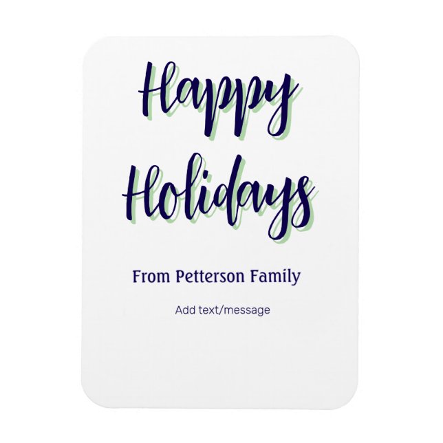 Glad helg blå grönt - modern snyggt för julafton magnet (Vertikal)