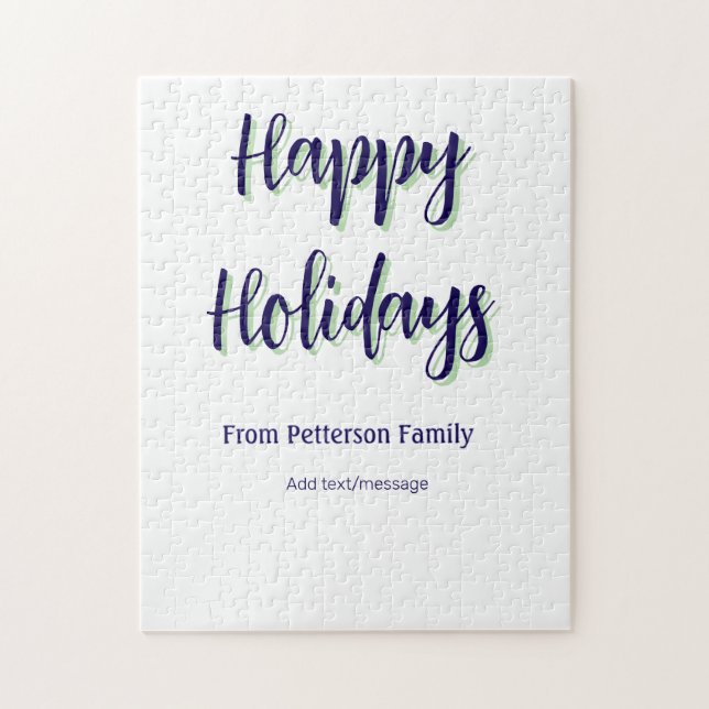 Glad helg blå grönt - modern snyggt för julafton pussel (Vertikal)