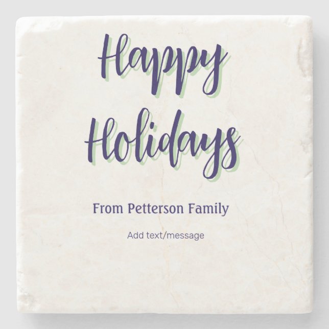 Glad helg blå grönt - modern snyggt för julafton stenunderlägg (Framsidan)