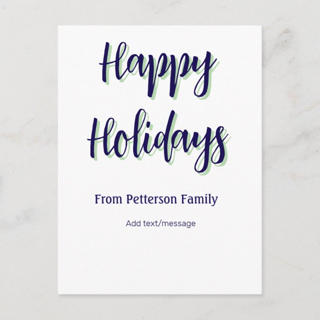 Glad helg blå grönt - modern snyggt för julafton vykort (Framsida)