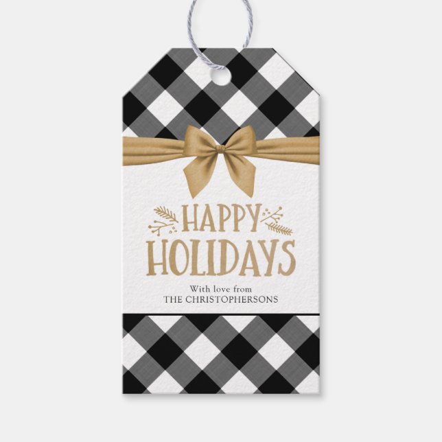 GLAD HELG Black Buffalo Play Guld Bow Presentetikett (Framsidan)