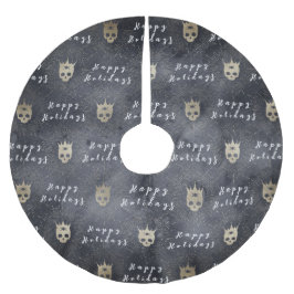 Glad helg Black Döskallar Träd Skirt Julgransmatta Borstad Polyester