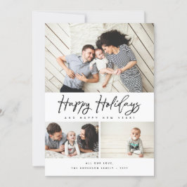 Glad helg Black Script 3 Collage Multi-Photo Julkort