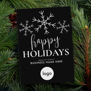 Glad helg Black White Modern Logotyp Business Julkort