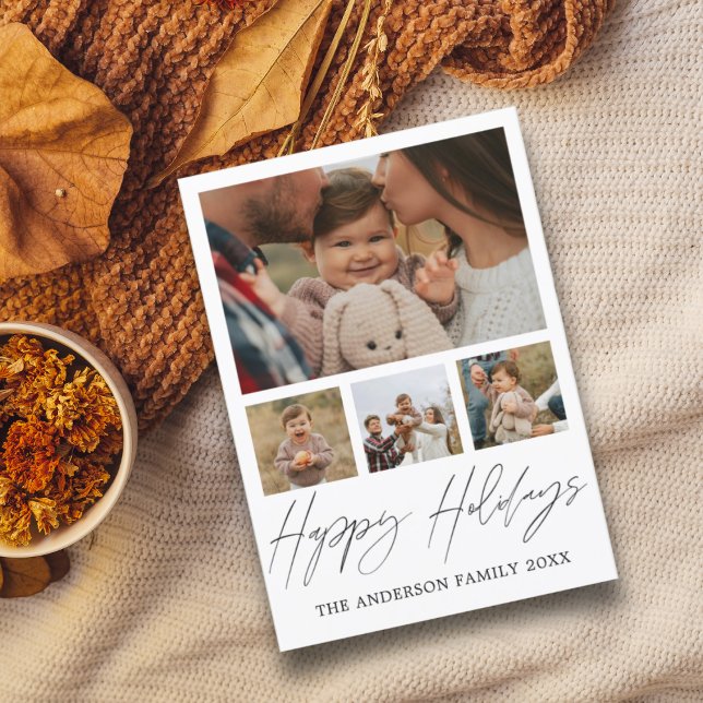 Glad helg Black & White Photo Collage Julafton Julkort (Skapare uppladdad)