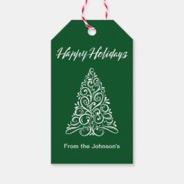 Glad helg blommade Julgran Gift-Märkre Presentetikett