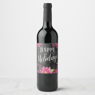 Glad helg Blommigt Wood Land Vin-etikett Vinflaska Etikett