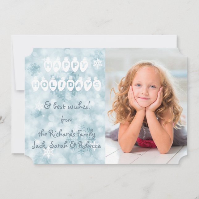 Glad helg Blue Bokeh Photo Template jul Julkort (Framsida)