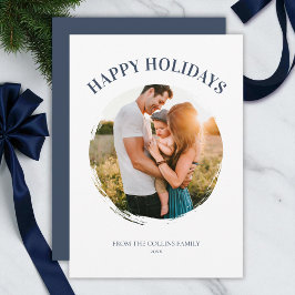 Glad helg Blue Family Photo Modern jul Julkort
