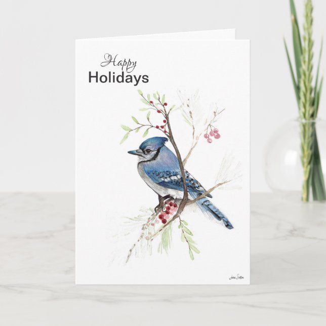 Glad helg Blue Jay Helgdag Card Kort (Framsida)