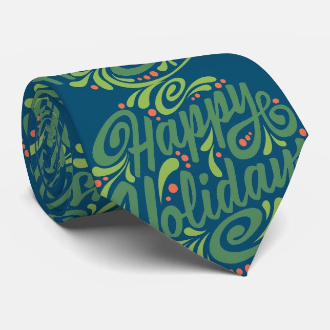 Glad helg Blue och Grönt jul Neck Tie Slips (Rullad)