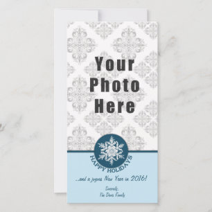 Glad helg Blue Papper Snowflake 4x8 Julkort