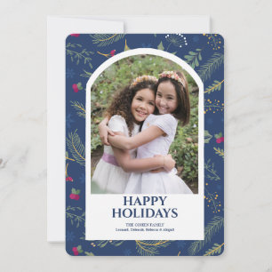 Glad helg Blue Photo Greeting Card Julkort