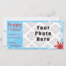 Glad helg Blue/Red Snowflake-tema Julkort