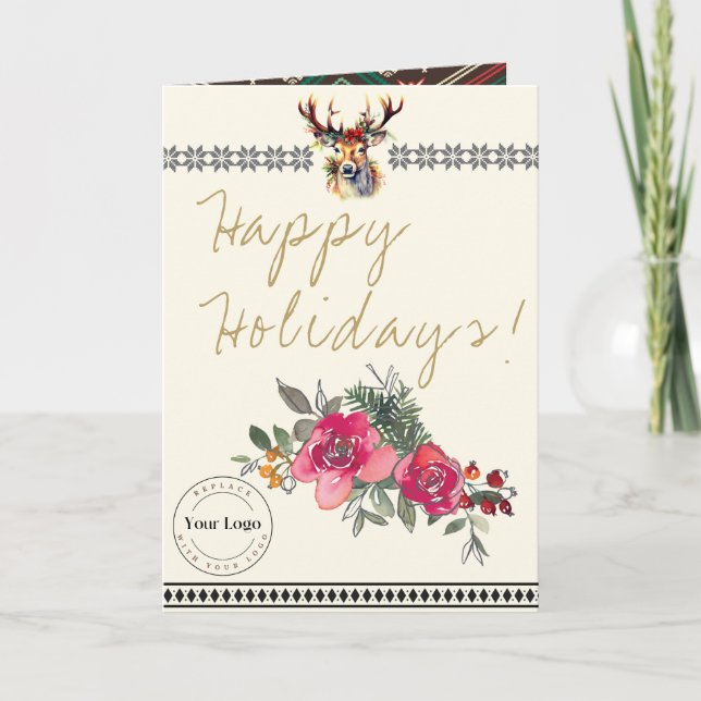 Glad helg Boho Business Logotyp Greeting Card Kort (Framsida)