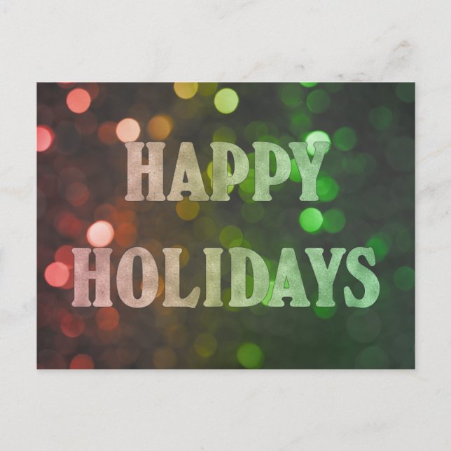 Glad helg Bokeh Red & Grönt Vykort (Framsida)