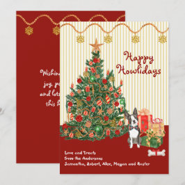 Glad helg Boston Terrier Träd jul