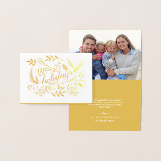 Glad helg Botaniska Grenar Ord Art Foil Folierat Kort