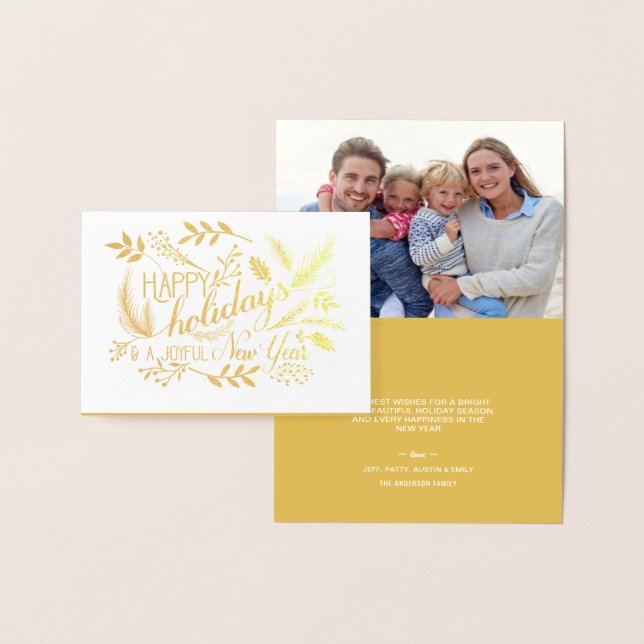 Glad helg Botaniska Grenar Ord Art Foil Folierat Kort (Display)