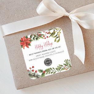 Glad helg Botaniskt företag - Logotyp jul Fyrkantigt Klistermärke