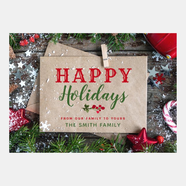 Glad helg Brev med Rustic julbackgr (Framsida)