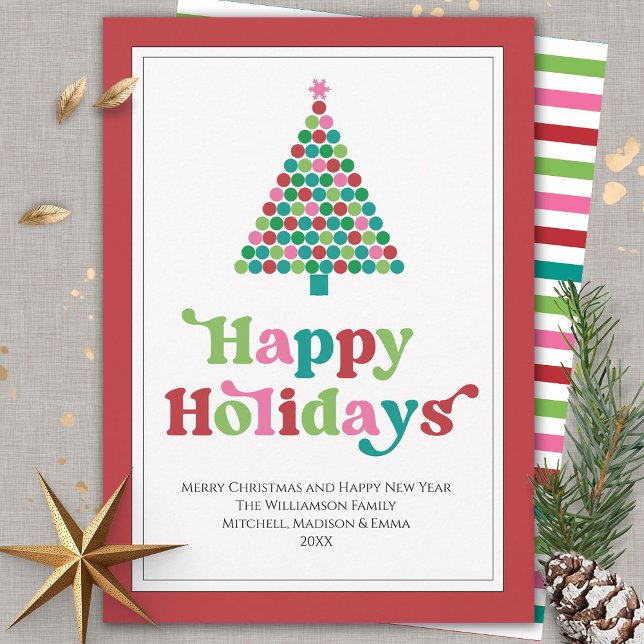 Glad helg Bright Roligt Retro Julgran Julkort (Skapare uppladdad)