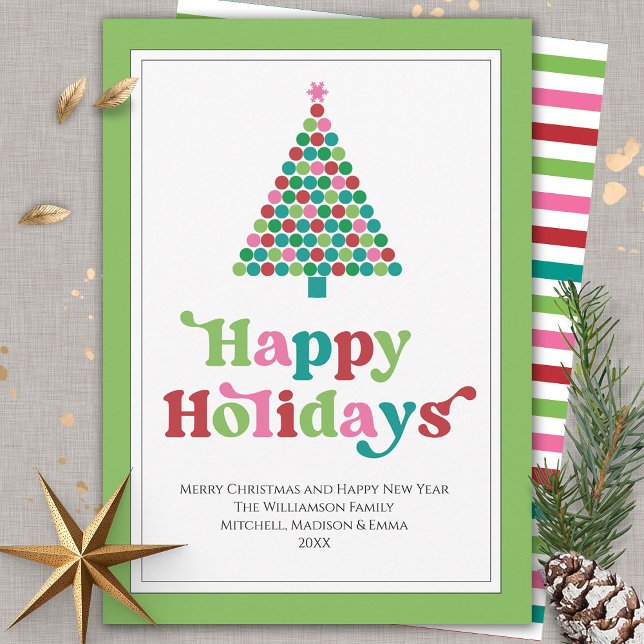 Glad helg Bright Roligt Retro Julgran Julkort (Skapare uppladdad)