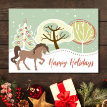 Glad helg Brown Horse Snowy Winter jul