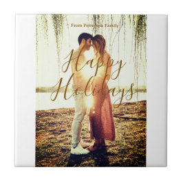 Glad helg Brunt lägg till ett par foto namn datum  Kakelplatta