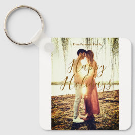 Glad helg Brunt lägg till ett par foto namn datum  Nyckelring