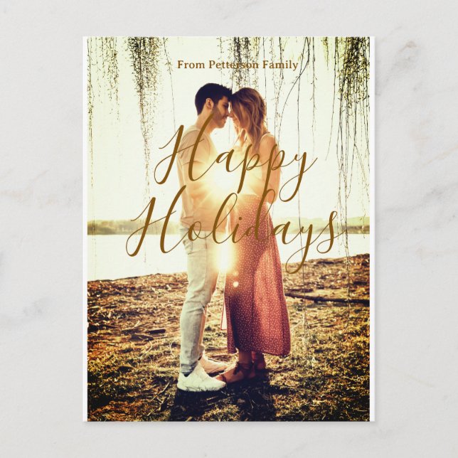 Glad helg Brunt lägg till ett par foto namn datum  Vykort (Framsida)