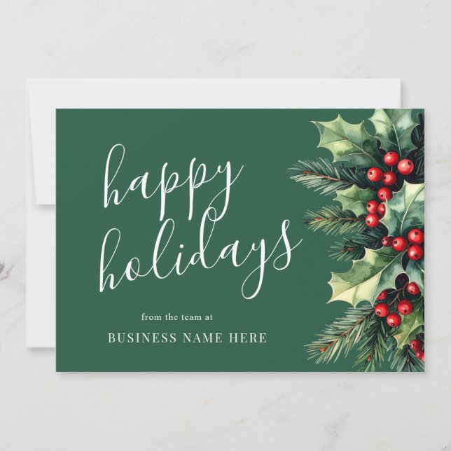 Glad helg Business jul Greenery Julkort (Framsida)