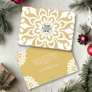 Glad helg Business Logotyp Snowflake Guld Julkort