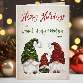 Glad helg Calligraphy Rustic Gnome Family
