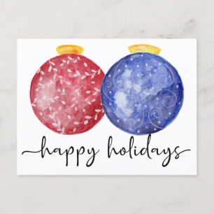 Glad helg Calligraphy Watercolor Ornaments Vykort