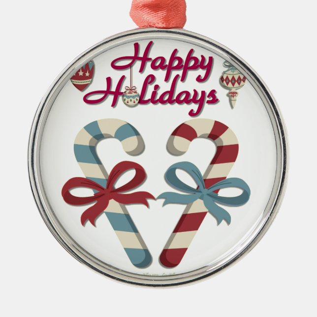 Glad helg Candy cane Heart Julgransprydnad Metall (Framsidan)