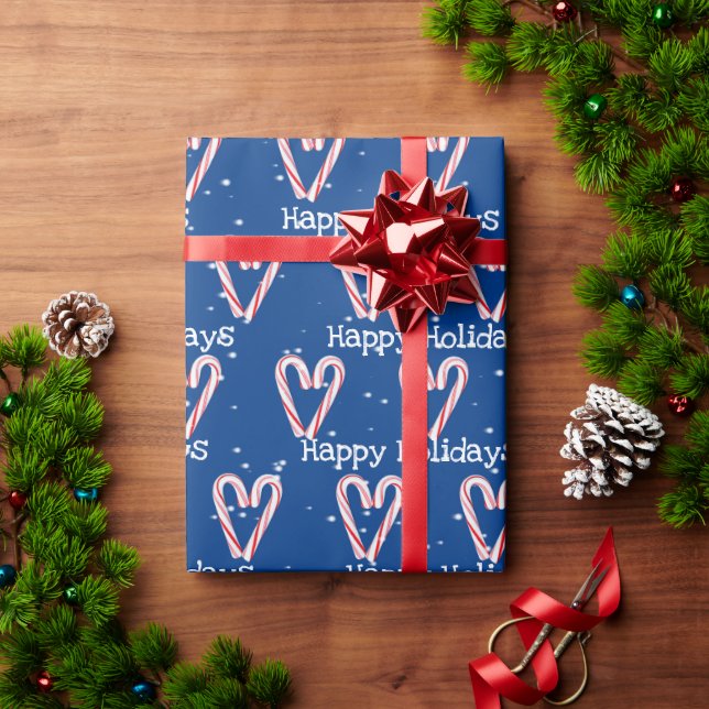 Glad helg Candy cane med Snöflingor Presentpapper (Julgåva)
