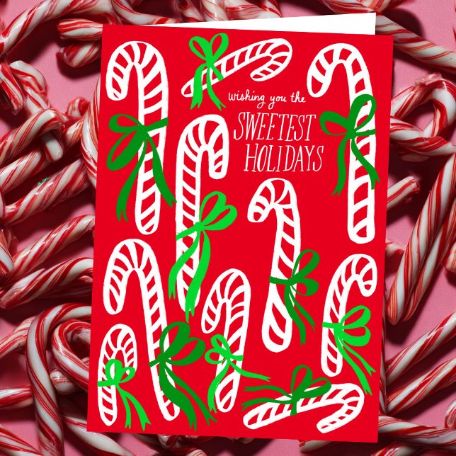 Glad helg Candycanes Sweet Cute jul Kort (Happy Holidays Candycanes Sweet Cute Christmas Card
)