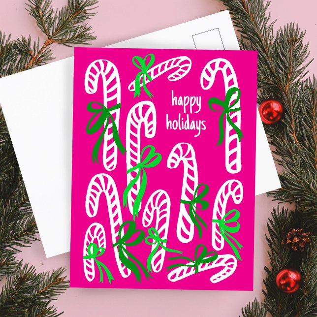 Glad helg Candycanes Sweet Cute jul Vykort (Happy Holidays Candycanes Sweet Cute Christmas Postcard
)