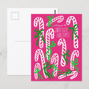 Glad helg Candycanes Sweet Rosa jul Vykort