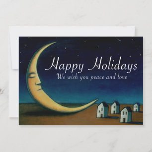 Glad helg Card Natten Himmel med Crescent Måne Kort