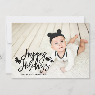 glad helg Chic Hand Lettered Helgdag Photo Julkort
