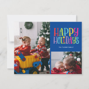 Glad helg Colorful Family Kids 2 Photo Julkort