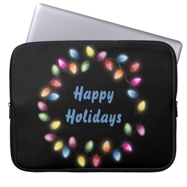 Glad helg Colorful & Festive jul Ljus Laptop Fodral (Framsidan)