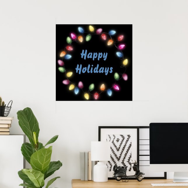 Glad helg Colorful & Festive jul Ljus Poster (Hemmakontoret)