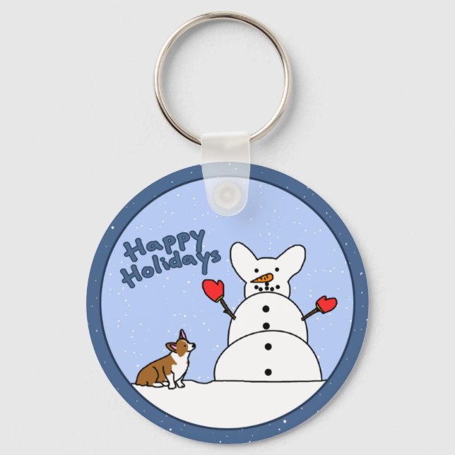 Glad helg Corgi Keychain Nyckelring (Framsida)
