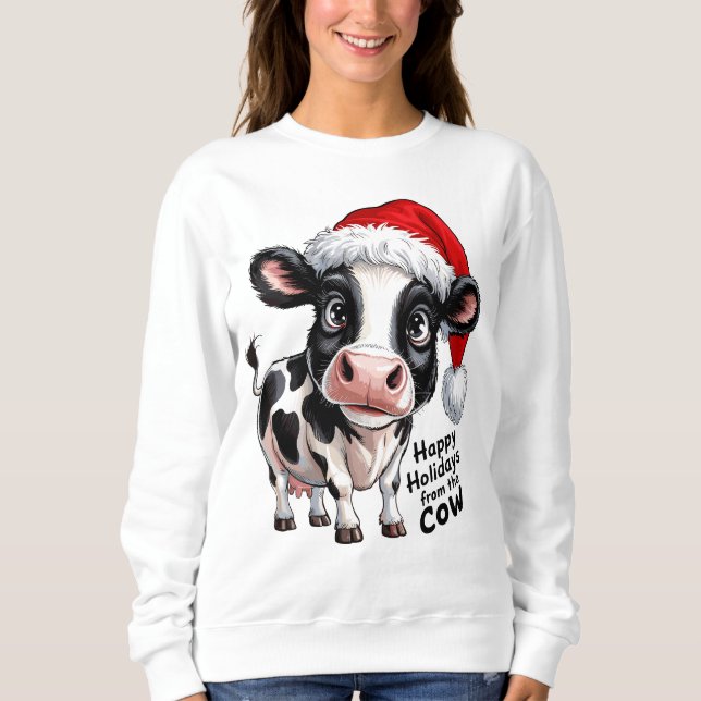 Glad helg Cow Santa Hat T Shirt (Framsida)