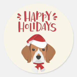 Glad helg - Cute Beagle-jul Runt Klistermärke