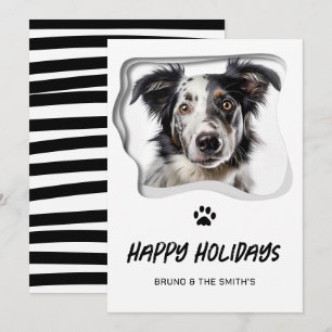 Glad helg Cute Black White Hund jul Julkort